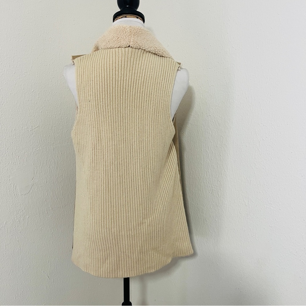 Mesh + Lace Women Size Medium Preppy Chic Shearling Vest in Brown/Cream Western - Picture 5 of 8